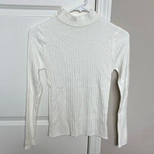 White Ribbed Women's Top